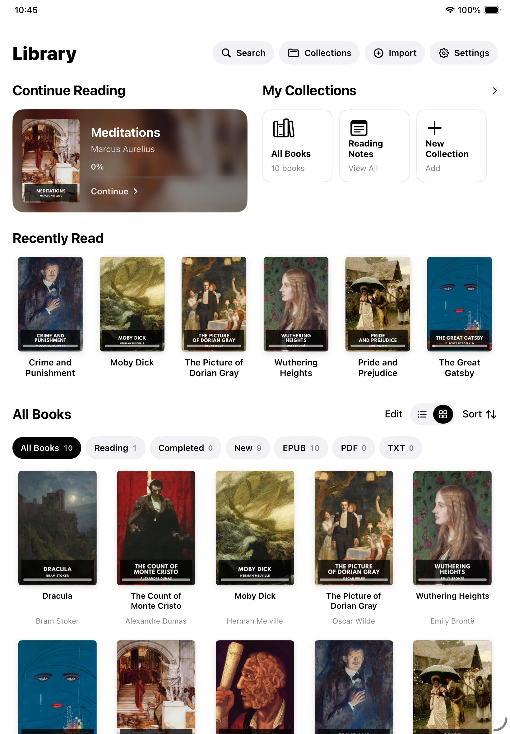 iPad에서 열린 LiBook Library 화면